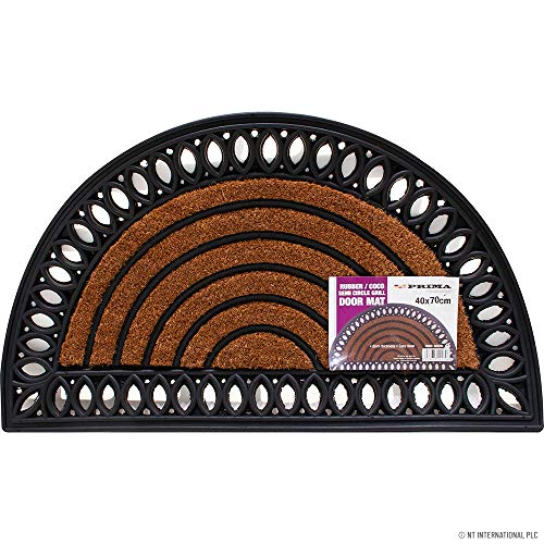 BARGAINGALORE Heavy Duty Non Slip Door Mat - Home Semi Circle Shaped Doormat | Grill Rubber Natural Coco 40 X 70Cm, Durable Long Lasting, Household Entrance Shoes Boots