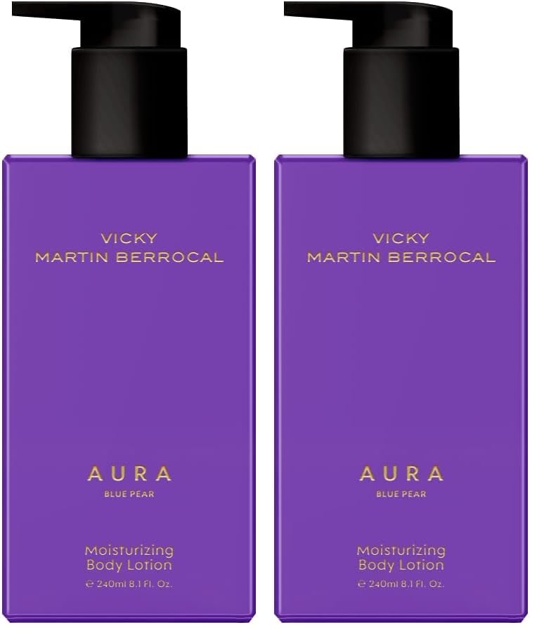 Vicky Martín Berrocal Aura Body Lotion 240ml – Leche Corporal Hidratante con Pera, Pimienta Rosa y Vainilla (Paquete de 2)