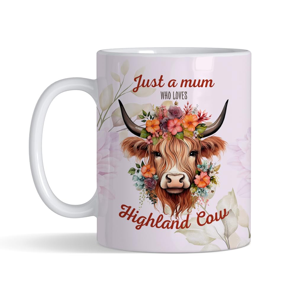 Getagift Just A Mum Who Loves Highland Cow, Mother’s Day Gift for Mum, Coffee, Tea Mug.