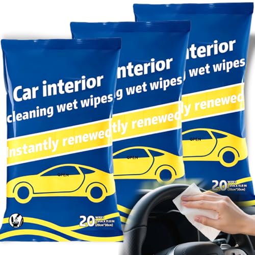 Lingettes d'intérieur de voiture – Sans danger pour le tableau de bord, les sièges, le volant et les détails | Non toxiques, sans danger pour la peau |...