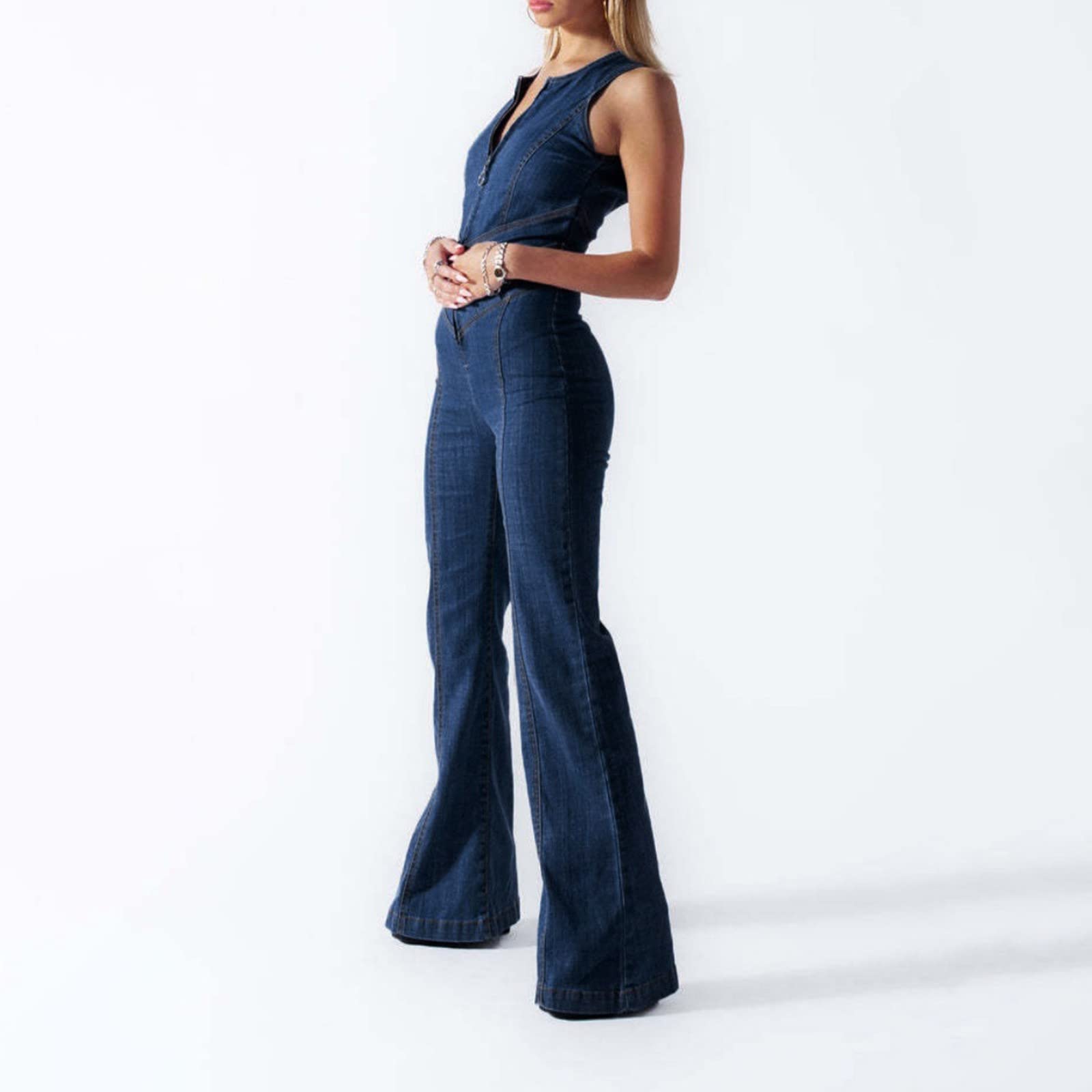 Generisch Overalls Baggy Oversize Lässige Baggy Elastische Hohe Wasit Pants Festlich Sommer Hohe Taille Tailliert Tunika Jumpsuit