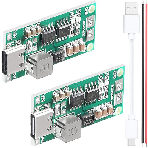 Youmile 2 Piezas 4S 2A Junta de Carga de la batería de Litio Tipo C USB 18650 Módulo Cargador Boost Converter 16.8V Junta de Protección de Carga con Cable Type C a USB Cable Rojo y Negro