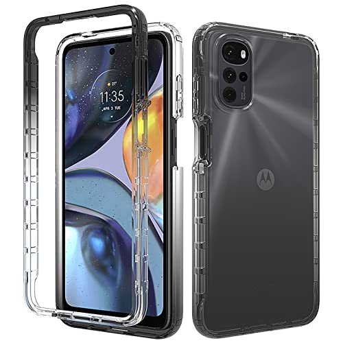 XINYEXIN Transparent Case for Motorola Moto G22 / Moto E32 / E32S Military Shockproof Crystal Clear Case with Bumper Gradient Design Full Body Protection Armor Cover