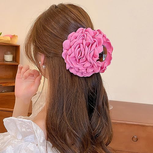 Pinza para el cabello floral estilo rosa grande ideal para lucir un recogido elegante a diario
