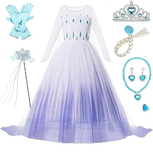 Eadaion ELSA Mädchen Prinzessin Kostüm, Eiskönigin ELSA Kostüm Kinder,...