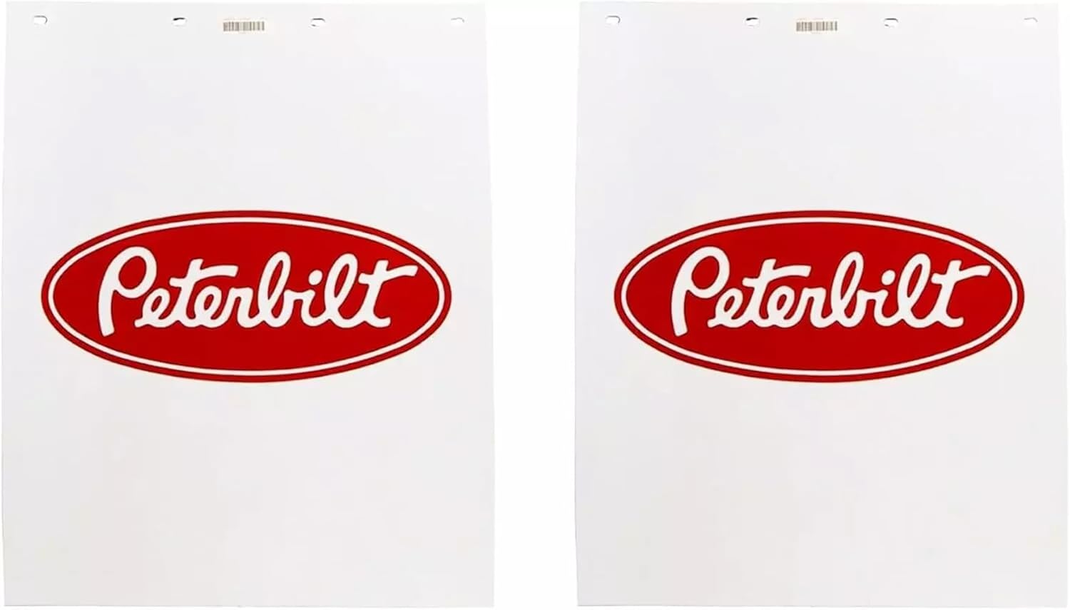 Peterbilt Motors 24" x 30" Poly 3/16" Thick Semi Truck White Mud Flaps- Set of 2