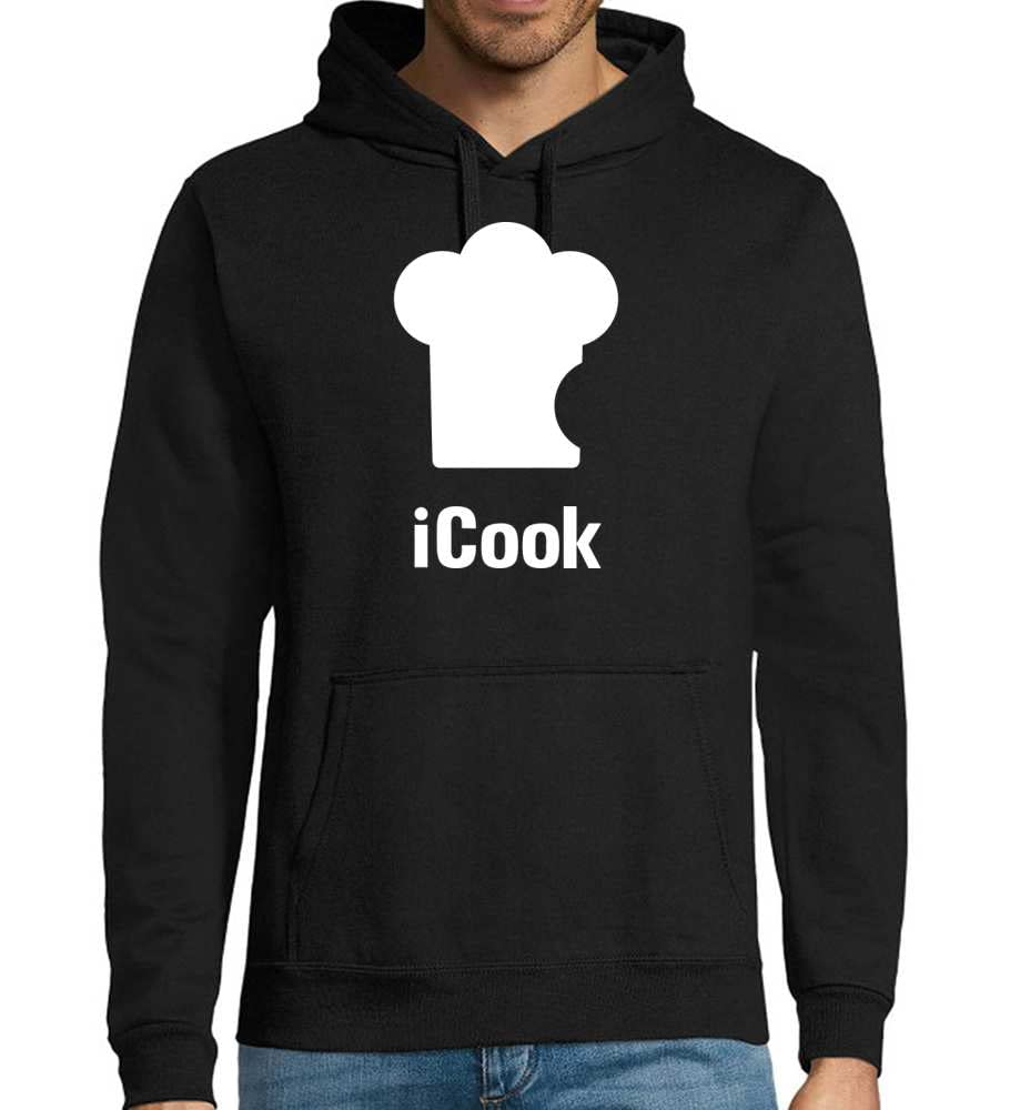 iCook męska bluza z kapturem, czarny, 3XL
