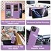 Asuwish Phone Case for iPhone 16 Pro Max 6.9 inch Zipper Wallet Detachable Cell Cover with Tempered Glass Screen Protector Strap Flower Card Holder i Phone16 16Pro i16 ProMax 16ProMax Women Men Purple