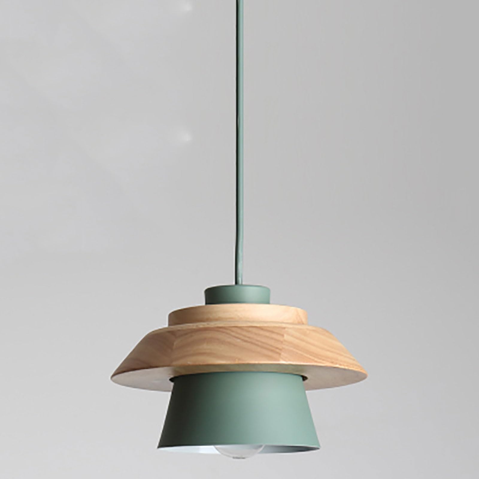Rszcsmo Green Simple Log E26 Bedside Pendant Light 7.87In Multi-Color Aluminum Single-Head Dining Hanging Lamp, Balcony, Stairwell, Dining Table, Lighting Fixture