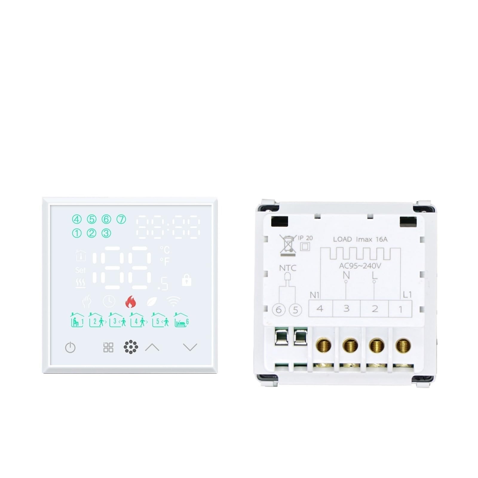 M1 Thermostat Raum Temperatur Controller Elektrische Boden Wasser Heizung Kessel DIY Teile Steckdose Glas Rahmen(Electric Part ivory)