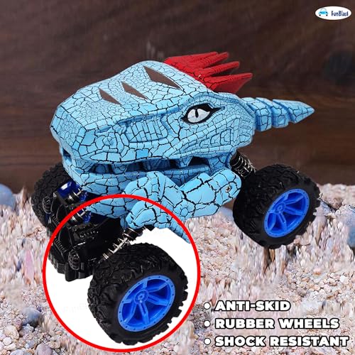 Image of FunBlast Rock Crawler Toy for Kids - 4X4 Big Wheel Drive Push & Go Dinosaur Car Toy, Monster Truck Toys for Kids for 3+ Years Toddlers, Boys, Girls (Blue)