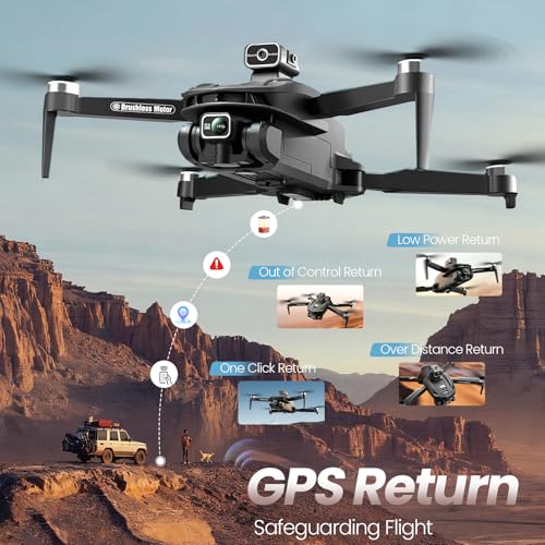 Drone with 8K Camera Drones for Adults,4.5-inch LCD High-definition Large Display Screen Remote Control Quadcopter,3 Batteries, 5G HD Brushless GPS Drone Auto Return, Obstacle Avoidance (Black and Orange) - Image 5