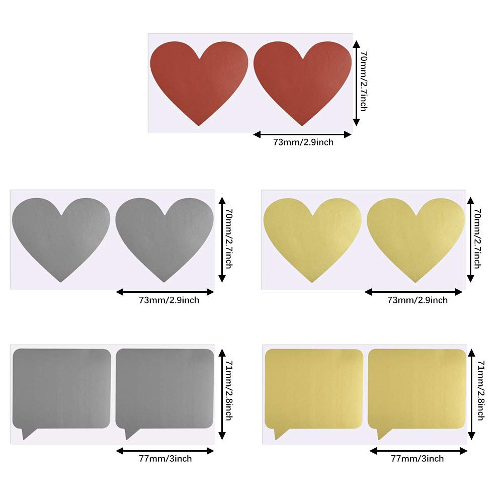 300 Etiquetas Adhesivas Para Rascar En Forma De Corazón, 25 | Envío Gratis