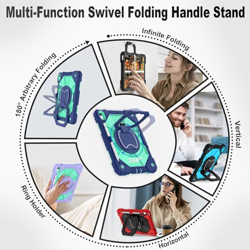 Image of WESOROL Case for iPad (A16) 11th 2025 (11-inch) /iPad 10th Generation 2022(10.9 inch),Military Grade Shockproof Cover for i Pad 11 /10 Gen with Rotating Stand Screen Protector Pencil Holder,Navy Mint