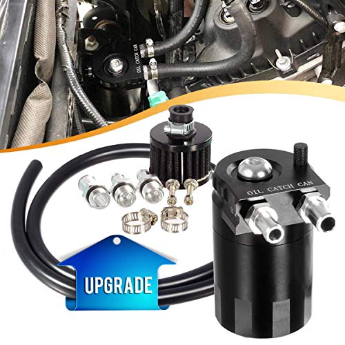 Vincos Universal 3/8"&9/16" 400ml Aluminum Oil Catch Can Dual Cylinder Polish Baffled Engine