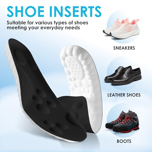 Image of 4D Cloud Steppers Insoles for Men and Women - Shock Absorption Inserts, Soft Anti-Fatigue, Memory Foam Insoles for Shoes, Boots & Sneakers (Black, Men: US 9-12 / Women: US 11-14)