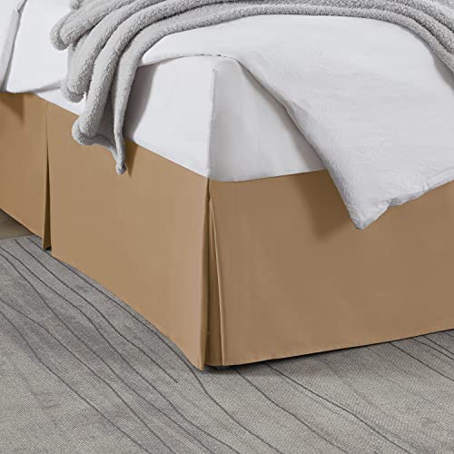 Image of Nestl Light Brown Twin XL Bed Skirt - Twin XL Size Bed Skirt 14 Inch Drop - Brushed Microfiber Bed Skirts - Hotel Quality Pleated Bed Skirt - Shrinkage & Fade Resistant