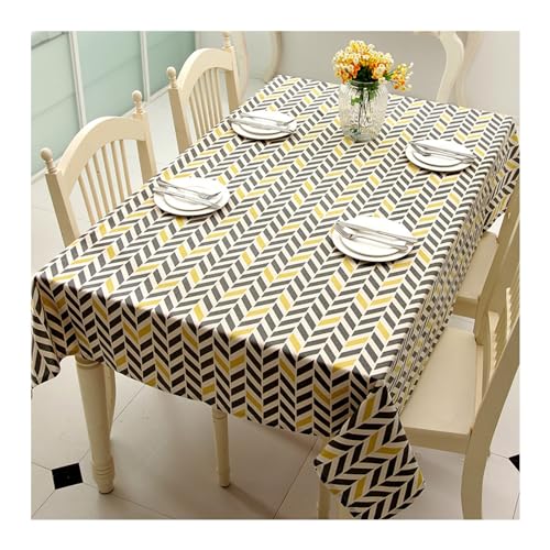 Nappe de table anti tache 140x220cm en coton polyester flèche gris jaune - 2