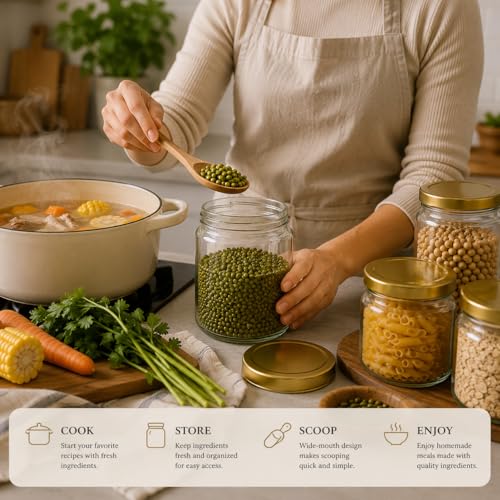 Image of Pure Source India Premium 50gm, 6 Pcs Glass Jar with Gold Lug Cap | Airtight Food Storage Jar for Honey, Jam, Pickles, Spices & Preserves
