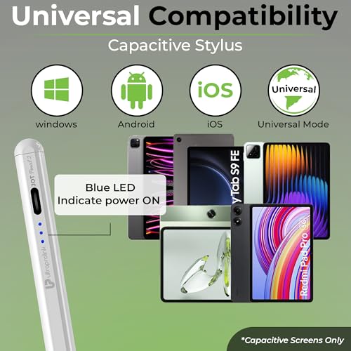 Image of UltraProlink JOT Pencil 2 | Stylus Pen for iPad, Android Tablets & Mobiles| |Magnetic|10Hr Use| Fast Charging| 12-Month Warranty|for iOS & Android Touchscreens| LED Indicators|2 Nibs