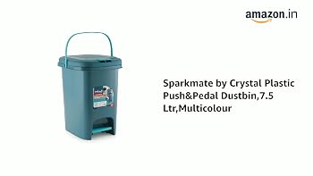 Sparkmate by Crystal Plastic Push & Pedal Dustbin, 7.5 Ltr, SHH009