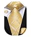 Hi-Tie Mens Gold Yellow Novelty Woven Silk Tie Necktie Hanky Cufflinks set