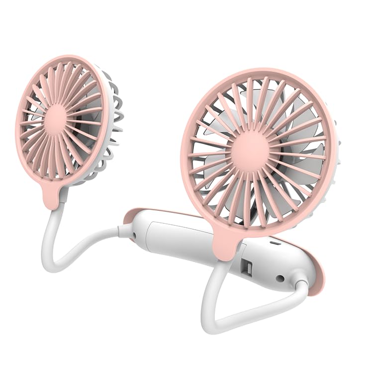 Stock Líder-Ventilador Cuello, Ventilador Cuello Portátil, Mini Ventilador Portatil, Ventilador De Manos Libres Ventilador Usb Con Ajustable 3 Velocidades Recargable Para Deporte, Oficina (Rosa)