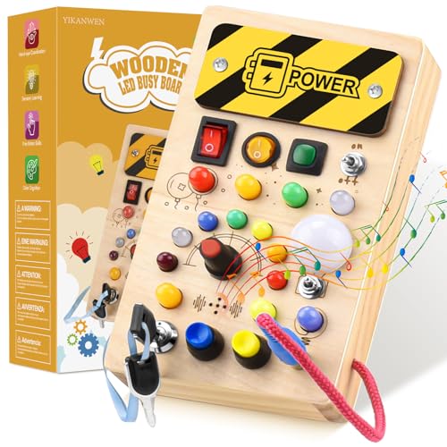 YIKANWEN Montessori Busy Board Da 1-4 Anni, Giocattolo in Legno