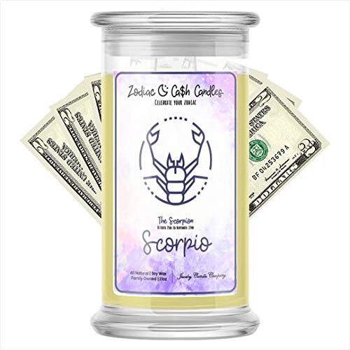 Scorpio Zodiac Cash Money Candles | Surprise Valued $2 - $2,500 | 21oz Jar Soy Candle | Birthday Cake