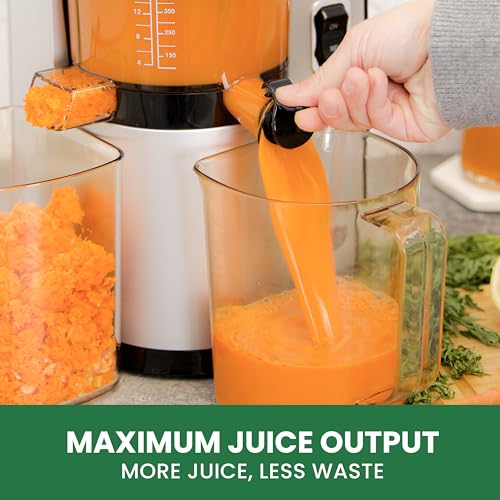 Omega Juicer Cold Press Vertical 43 RPM Slow Masticating Compact Juice Extractor for Fruits and Vegetables Quiet Operation with 3 Stage Auger Automatic Pulp Ejection and No-Drip Tap, 150-Watts, Silver