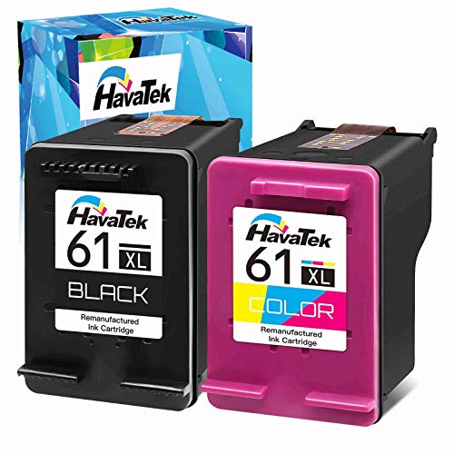 HavaTek Remanufactured Ink Cartridge Replacement for HP 61 XL 61XL Use for HP Envy 4500 5530 4502 4501 OfficeJet 4630 2622 4635 Deskjet 2540 3050A 1510 3050 3054 1010 Printer (1 Black,1 Color 2 Pack)