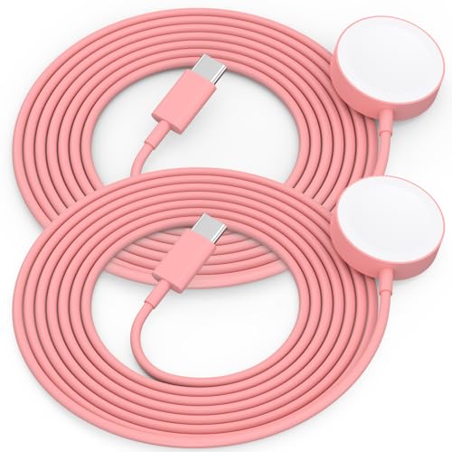 Image of 2Pack USB C for Watch Charger Magnetic Charger Wireless Portable Compatible with Watch Ultra2 Ultra Series 10 /9 /8 /7 /6 /SE /SE2 /5 /4 /3 /2 /1-[1m /Pink]