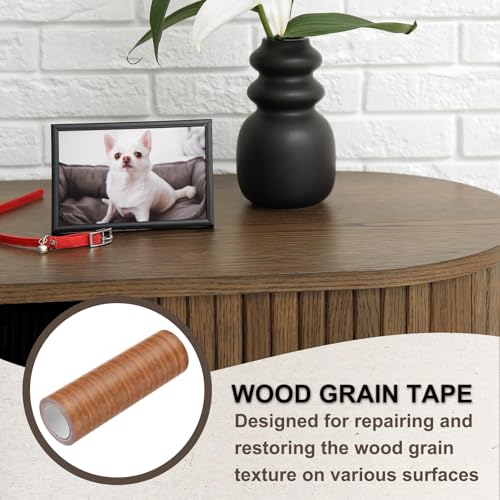 Image of PATIKIL Wood Grain Tape 5.9 inch x 15 Ft, Self-Adhesive Wood Texture Repair Tape Realistic Wood Effect Contact Paper Patch for Furniture Cabinets Floor Walls Home Decoration, Orange Oak