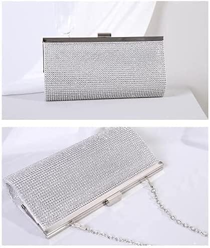 RajoNN Damen-Abendhandtaschen, Damen-Clutch, Strass-Tasche, Party-Kettentasche (Gold)