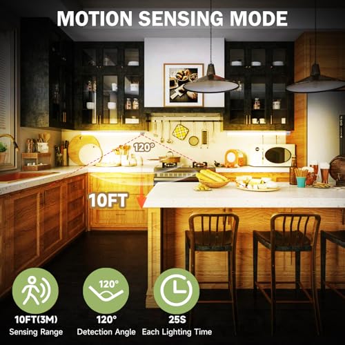 Image of 16 inch Under Cabinet Lighting, 80 LED Rechargeable Battery Motion Sensor Closet Light, 3 Color Temperature Dimmable Wireless Magnetic LED Closet Light for Kitchen, Shelf, Wardrobe, 6 Pack