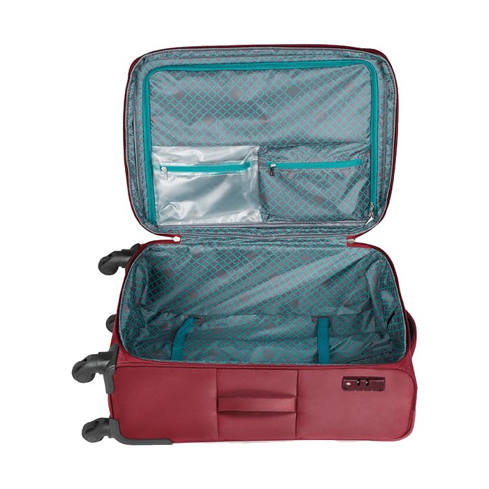 Image of Safari Polyester Slant Pro Soft-Sided Polyester 5 Years Warranty 8 Wheel Luggage Set Of 3 8 Spinner Wheels Trolley Bags (59 CM, 71 CM & 81 CM) (Red), S,M & L