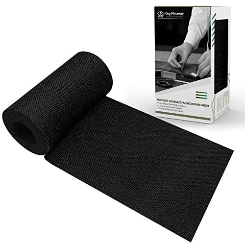 Image of King Mountain Premium Linen Fabric Iron-on Repair Patch, Inside&Outside Fabric Repair Patch, 3 inchx60 inch with Backing Glue Linen Repair Decorative Patch kit (Linen-3 inchx60 inch, Black)