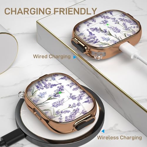Image of Maxjoy for AirPods Pro 2nd /1st Generation Case with Lock, Clear AirPods Pro 2 Case Lock Protective Hard AirPod Pro Cover for Women with Keychain for Airpod Pro (2023 /2022 /2019), Flower