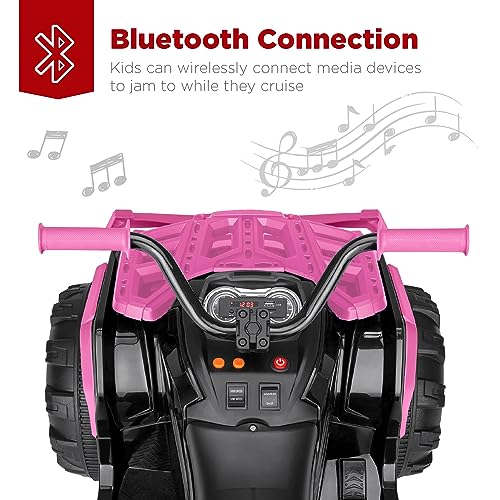 Image of Best Choice Products 12V Kids Ride-On Electric ATV, 4-Wheeler Quad Car Toy w /Bluetooth Audio, 3.7mph Max Speed, Treaded Tires, LED Headlights, Radio - Pink
