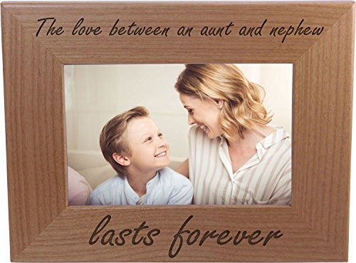 CustomGiftsNow The Love Between an Aunt and Nephew Lasts Forever - Natural Alder Wood Picture Tabletop/Hanging Wooden Photo Frame (4x6-inch)