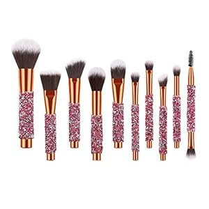 10x Makeup Brushes Set Foundation Powder Eyeshadow Eyeliner Lip Brush Tool Glow in The Dark Lipstick