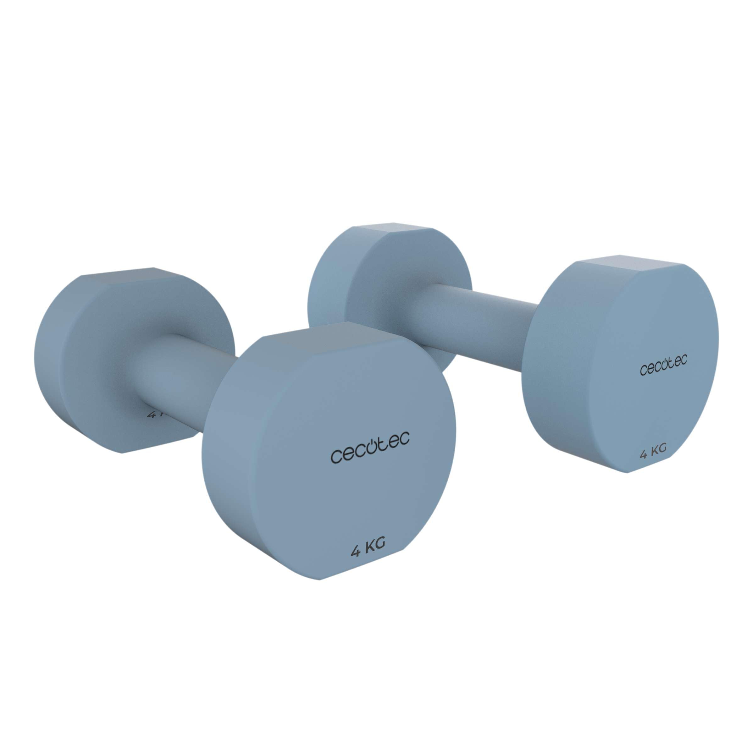 Cecotec Conjunto de 2 Mancuernas de 4 Kg cada una, Drumfit 400 DoubleNeo, Recubrimiento de neopreno, Diseño compacto y …
