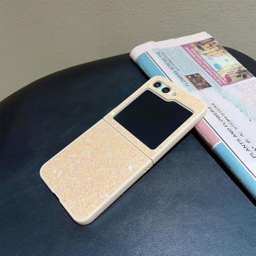Coque Samsung Galaxy Z Flip 5 rigide élégante dorée à paillettes