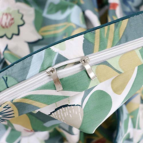 Softta Vintage Farmhouse Shabby Flower Leaves Branch Pattern Cal King Size 3Pcs Duvet Cover Set 100% Egyptian Cotton Boho Breathable Botanical ​Fresh Bedding Collection Ophelia Green #TOP1