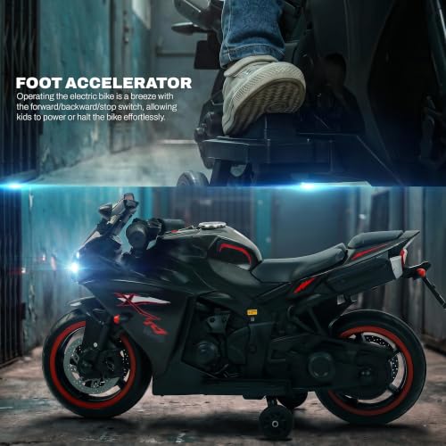 Image of Baybee R7 Baby Electric Bike for Kids with Foot Acceleration | Toddler Battery Operated Bike with LED Lights & Music | Rechargeable Ride on Bike for Kids to Drive 1 to 3 Years Boys Girls (Black)