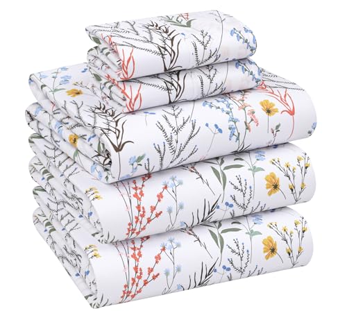 Image of RUVANTI 100% Cotton Percale Sheets Split King Size, Aroma | Crisp Cooling for Hot Sleepers, Deep Pocket 16 inch, Soft Breathable & Durable, Hotel-Style, 5 Piece Set