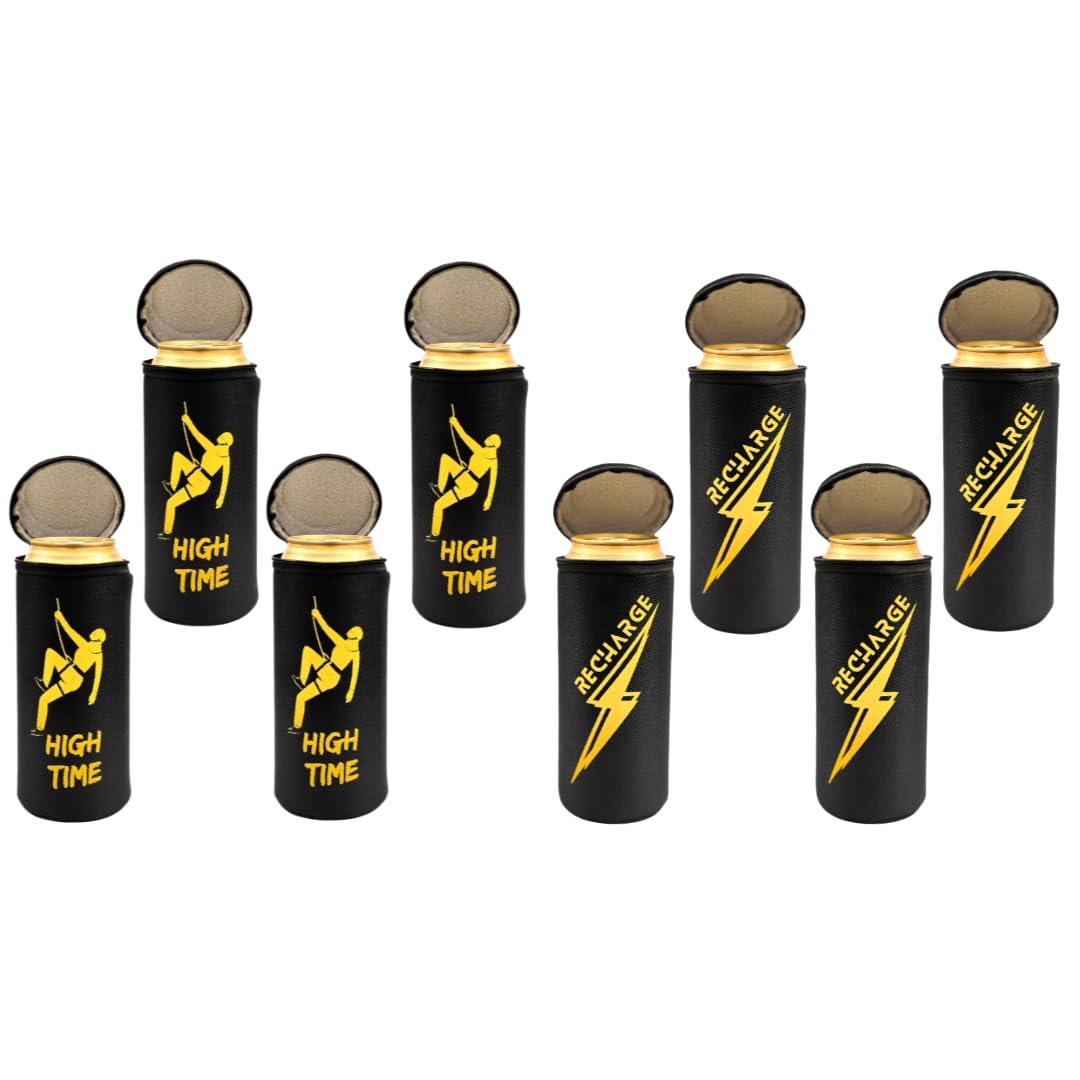 Beer Can Cover with Zip Cap | Hide Beer Cans Easily | Keeps Drinks Cold up to 3 Hours | Insulated Cooler Sleeve for Soda, Energy Drinks | Travel, Parties, Outdoor - Set of 8 (Rc + HT)-image-40