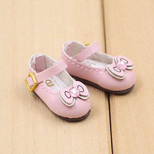 Fortune days toys for 1/6 Doll Shoes, Kitty cat and Butterfly Style Handmade Shoes Four, Suitable Blythe ICY licca Azone Body and More! (Pink Bowknot)