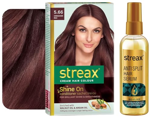 Streax Permanent Hair Colour, Anti Split Hair serum, 100 ml I with Bio – Elixir I Controls split ends I 82% reduction in Split Ends I 60% reduction in dryness
