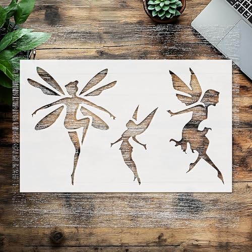Stencil Fairies Flight, Plastic Reusable, Reusable Plastic, 8 inchL x 5 inchW, for DIY Crafts and Home Decor